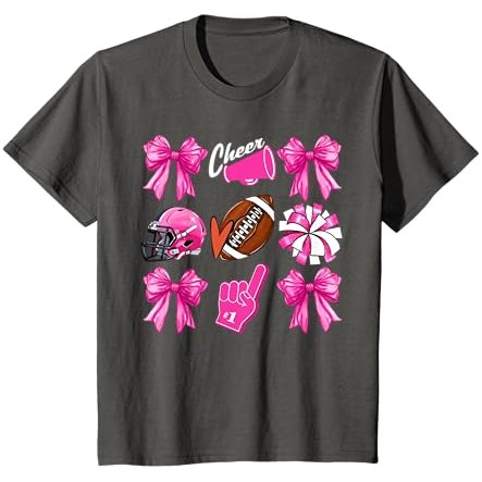 Cheer For The Cure Coquette Bow Football Breast Cancer Women T-Shirt |fGSV3ek3|