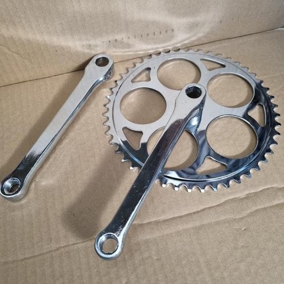 Crank Sepeda Onthel Jengki Mini 48T Besi Crome Arm 175 Original