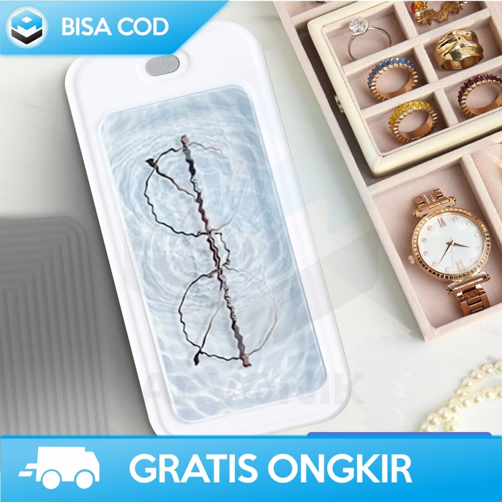 ULTRASONIC CLEANING BOX PEMBERSIH KACAMATA PERHIASAN MAKEUP BLUE LIGHT