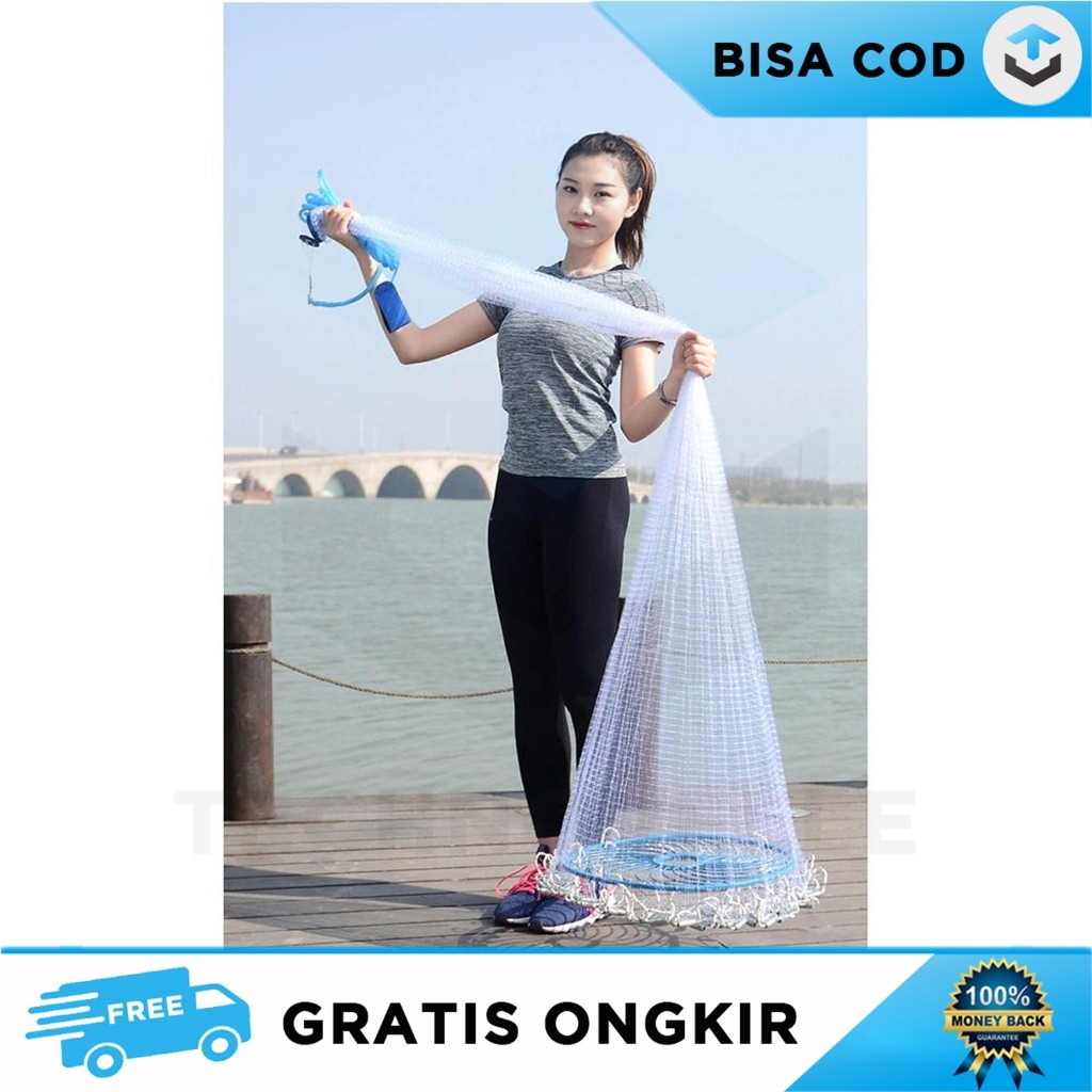 JARING PANCING PERANGKAP IKAN BESAR FISHING THROW NET CAGE LEBAR  4.2M