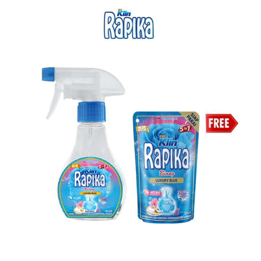 [Buy 1 Get 1] Rapika Biang Biru Botol 250ml - Free Rapika Pewangi Pakaian Biru Pouch 250ML