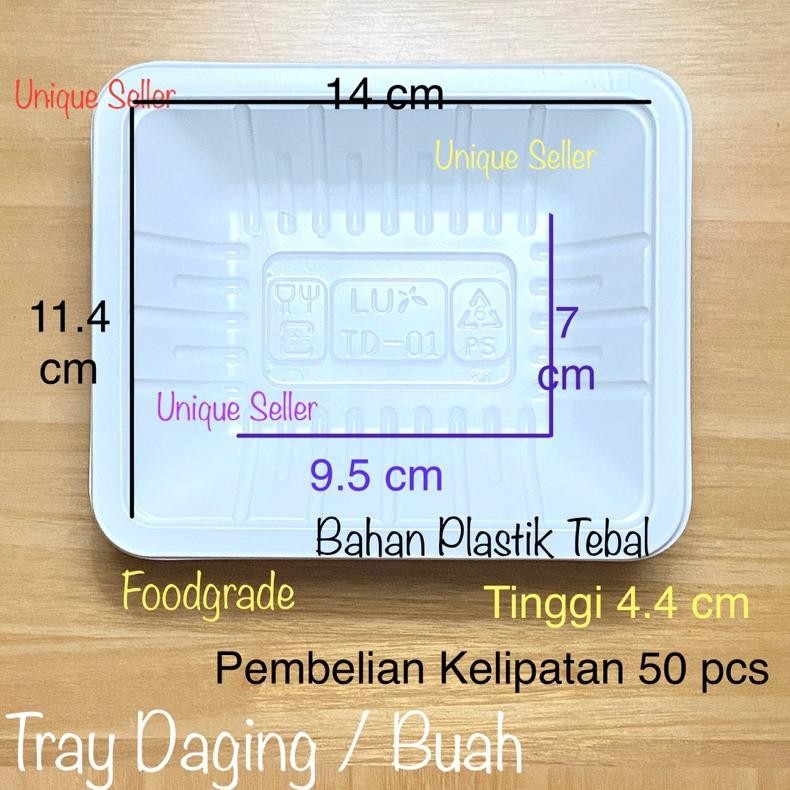 PENAWARAN TERBATAS Tray Buah & Daging Plastik Putih LUX 14x11x4 cm / Tray Buah Plastik LUX / Alas Pl