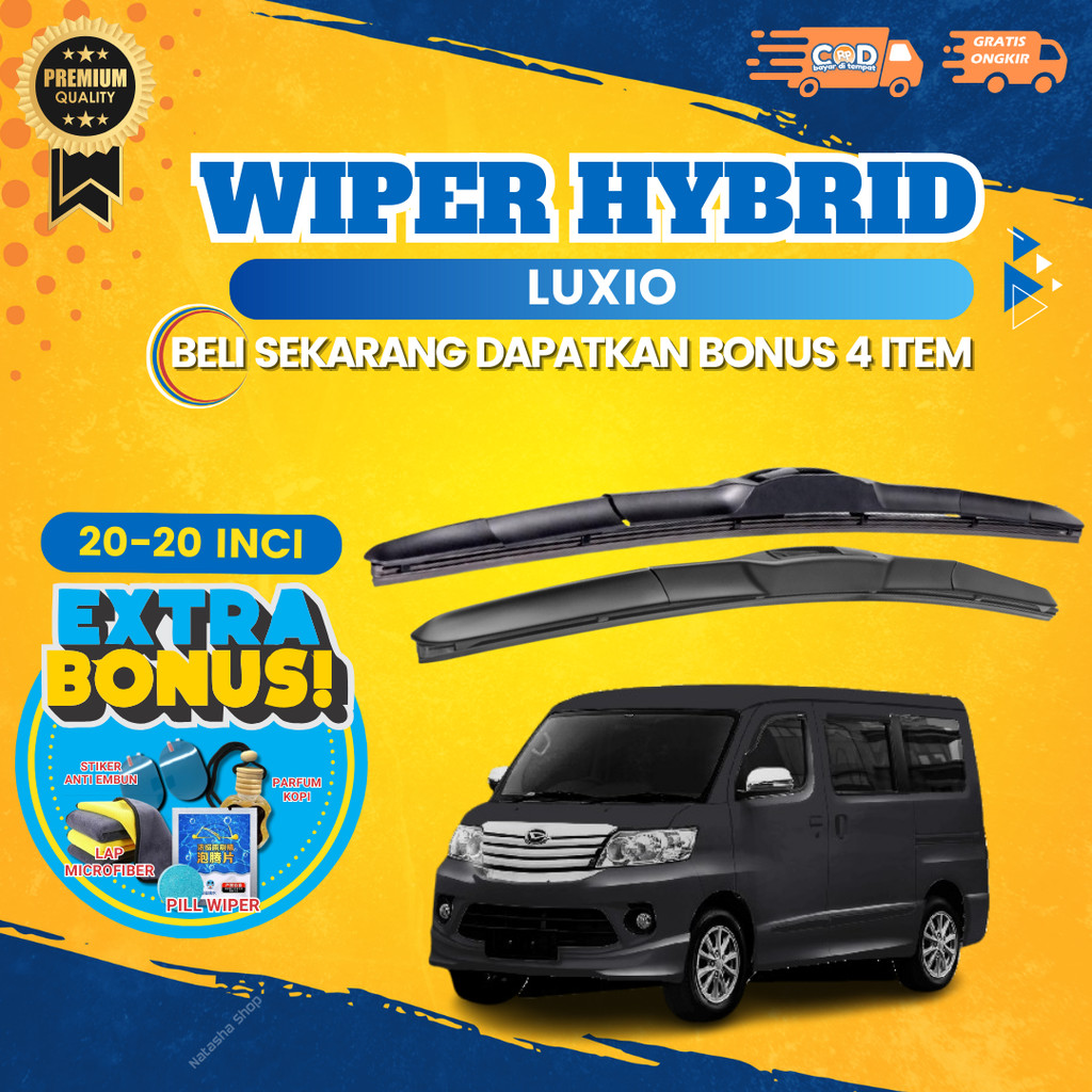 Paket Wiper Hybrid SUZUKI LUXIO (20 - 20 INCI)  + 4 Bonus Perawatan Mobil!