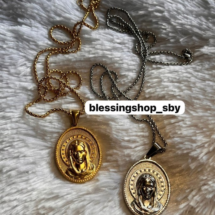 Azzatun - [Premium] Kalung + Liontin Bunda Maria Stainless Titanium