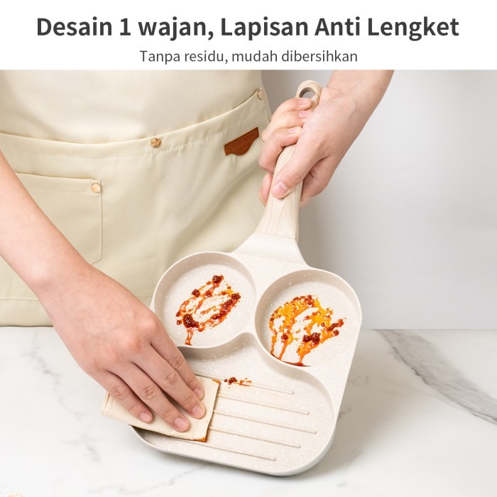 

Simplus Wajan 3 Sekat Wajan Penggorengan 3 in 1 Wajan Telur Fry Pan