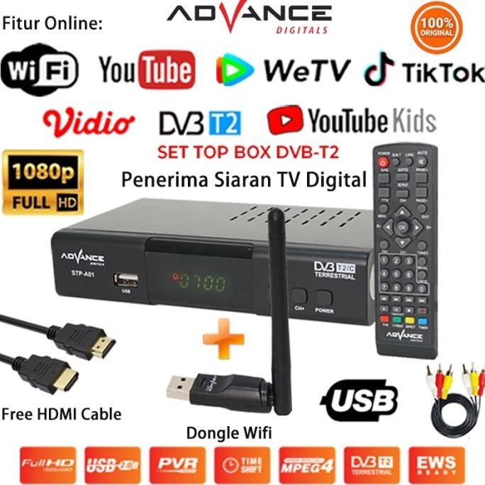 Paket Advance STB Set Top Box TV Digital Receiver DONGLE DAN HDMI