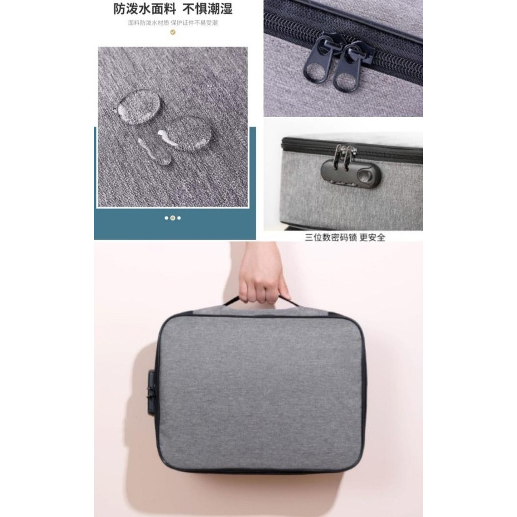 

LITCOVE - TAS DOKUMEN FILE BAG TRAVEL FILE ORGANIZER 3 DIGIT LOCK PASSWORD ANGKA #GRATISONGKIR