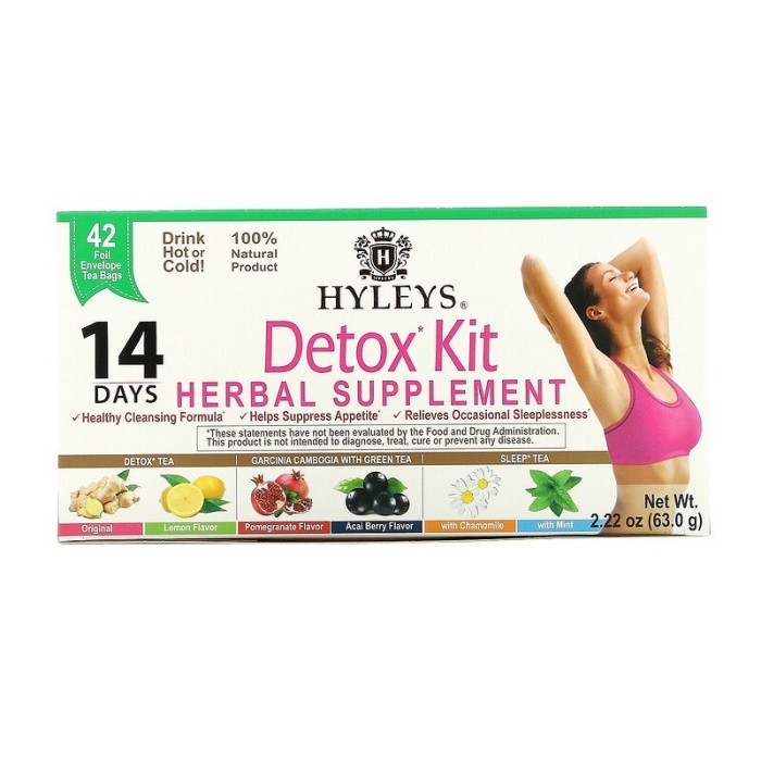 

Hyleys Tea Detox Kit 14 Day Cleanse, 42 Foil Envelope Tea Bags