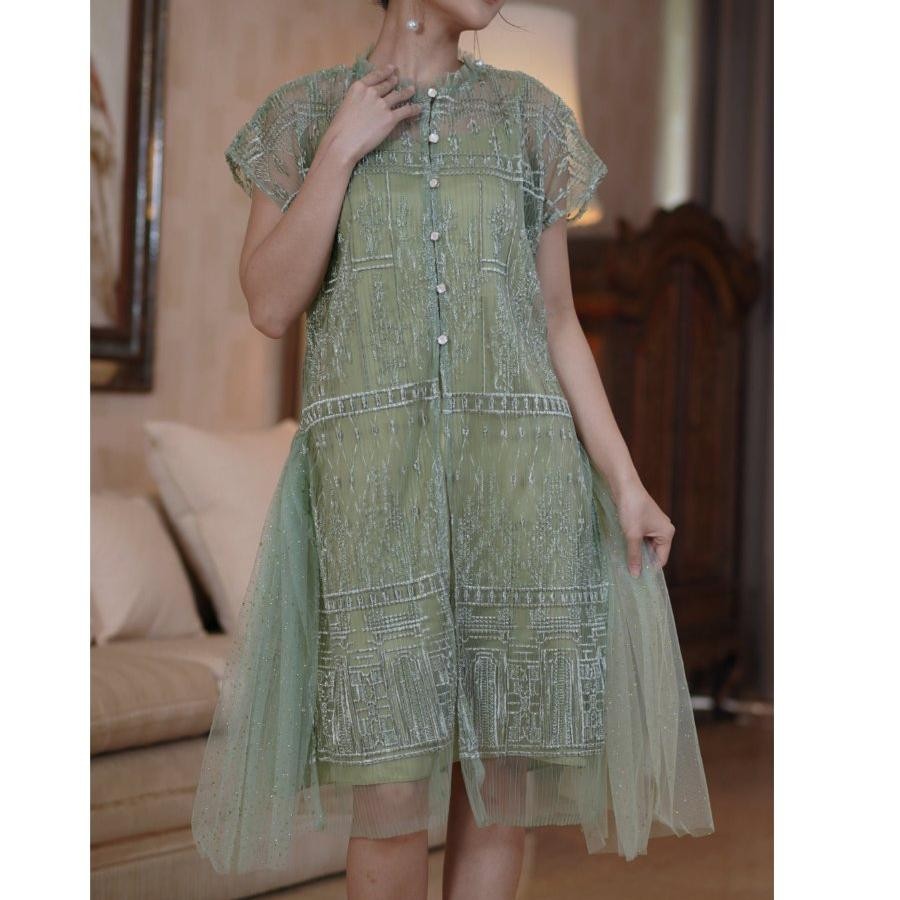 Dem Ss No - Kirana Dress Pesta / Elegant Mewah / Korea / Outfit / Gaun Brokat / Bridesmaid / Kondang