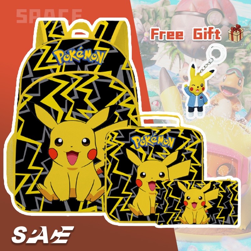 

Tas Pikachu Ransel Tas Sekolah Tiga Potong Set Tas Tangan Anak-anak Anime Kartun Siswa Sekolah Pokemon Tempat Pensil Anak Laki-laki Perempuan |B9C23B6D|