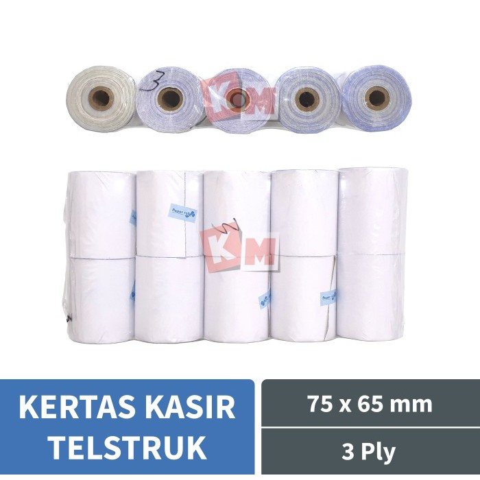 

TERBARU - Kertas Struk Kasir Telstruk Excelindo 75 x 65 mm 3 Ply NCR Roll 75x65