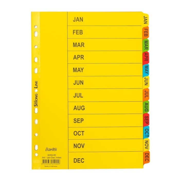 

BEBAS ONGKIR - Divider Index Bantex A4 Bulan Jan-Dec 6059-00 Pembatas Binder File
