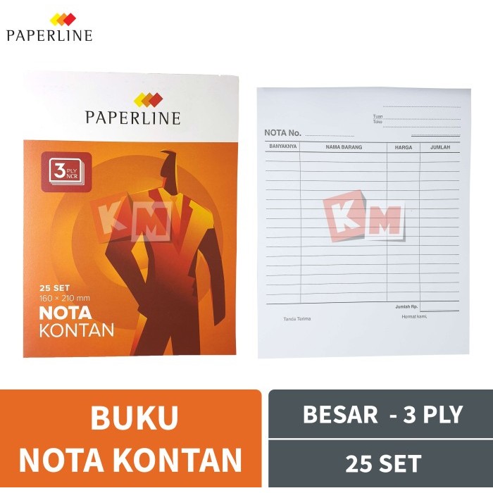 

TERMURAH - Buku Nota Kontan Besar 3 Ply Rangkap Paperline Isi 25 Set PPL B3 NCR