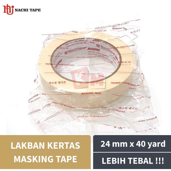 

NEW Lakban Isolasi Kertas Nachi Masking Tape 24 mm / 1 Inch x 40 Yard