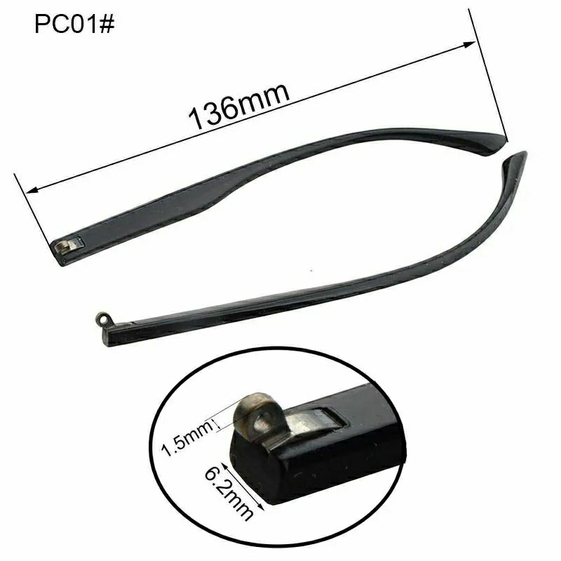 Tangkai Batang Gagang Kacamata Plastik Hitam Sepasang Engsel Single