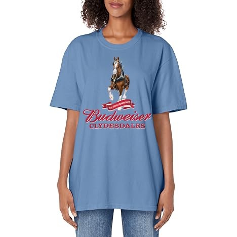 Kaos Vintage Ukuran Besar Dewasa Budweiser 'The World Renowned Clydesdales' |C2bc21LU|