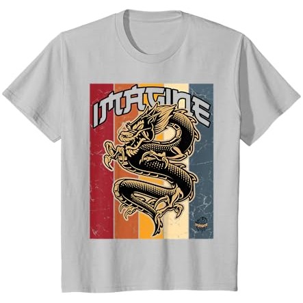 Bayangkan Kaus Naga Kaus Vintage Retro Keren Kaus Naga Cina |Cql1bMcm|
