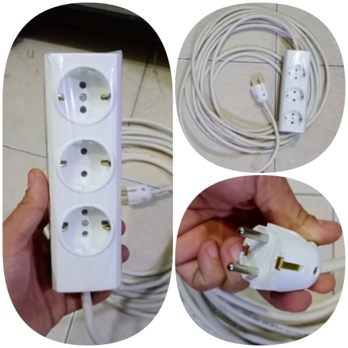 TERMURAH - stopkontak Broco 3 Lubang siap pakai kabel 3 meter Eterna 2x1,5mm
