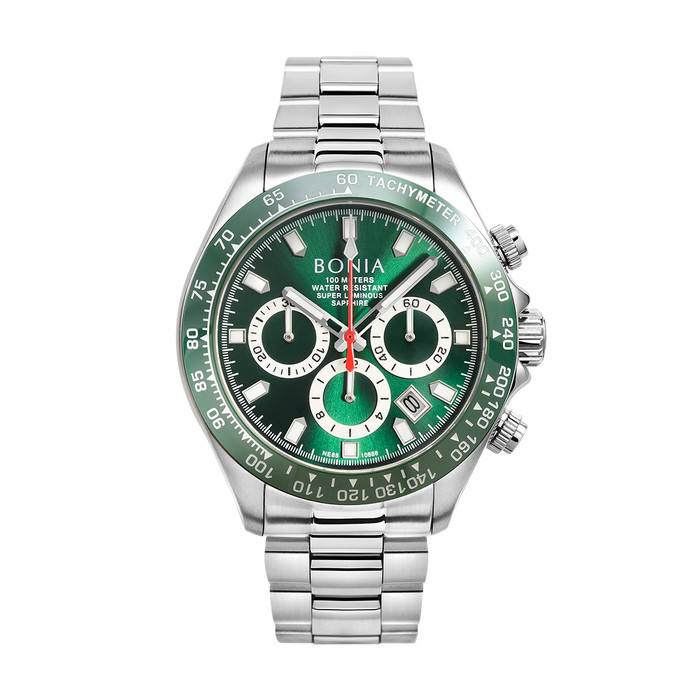 Jam Tangan Pria Bonia Noble Elite Limited Edition Green Dial Stainless Steel Automatic B10888-1392LE
