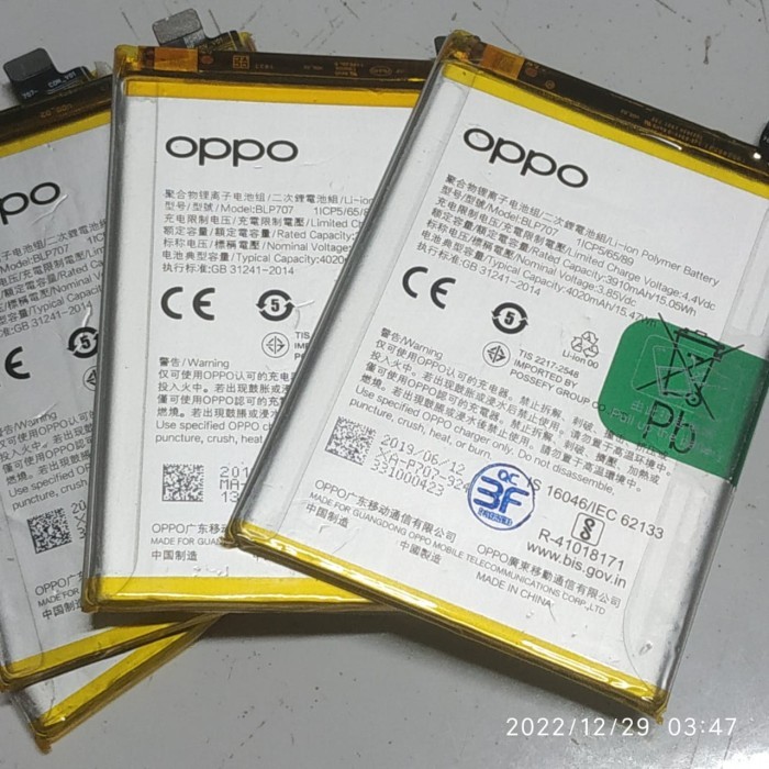Baterai Oppo A9 / A9X Oppo F11 Baterai Original Copotan BLP707 BLP709