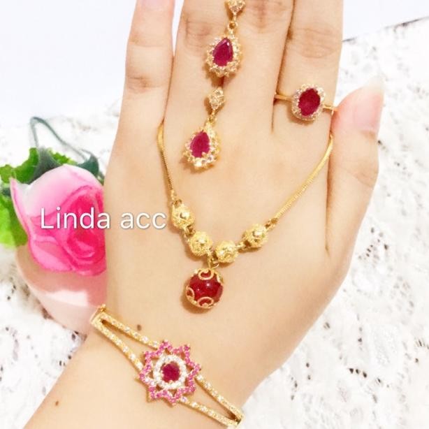 SALE set permata mirah kalung bola xuping lea