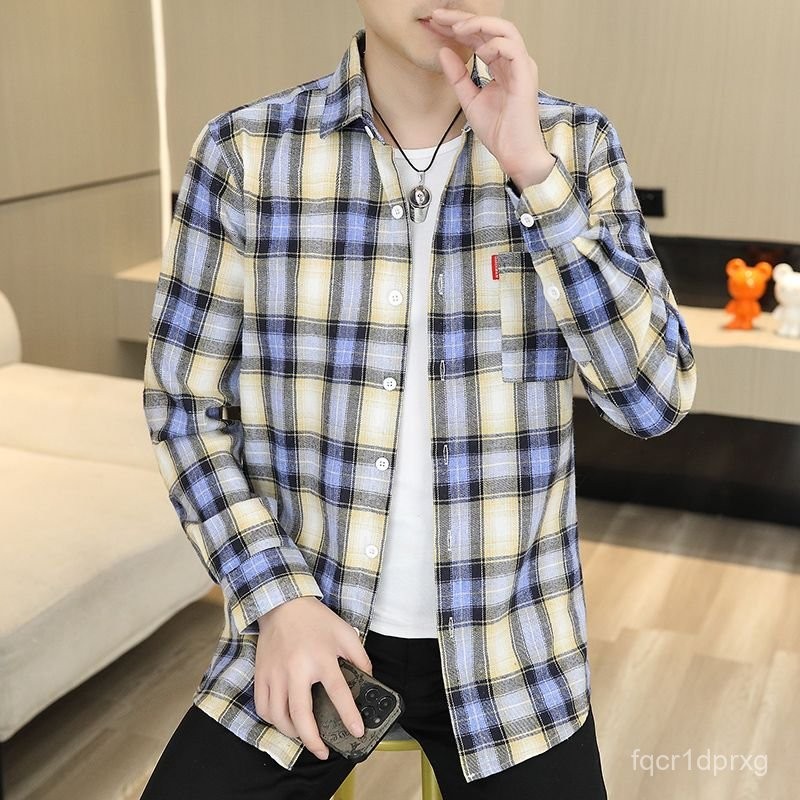 Men's Plaid Shirt Long Sleeve Shirt Coat