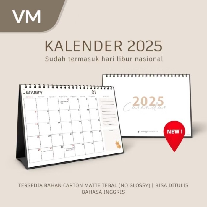 

Kalender 2025 Meja Duduk Aesthetic Spiral VM