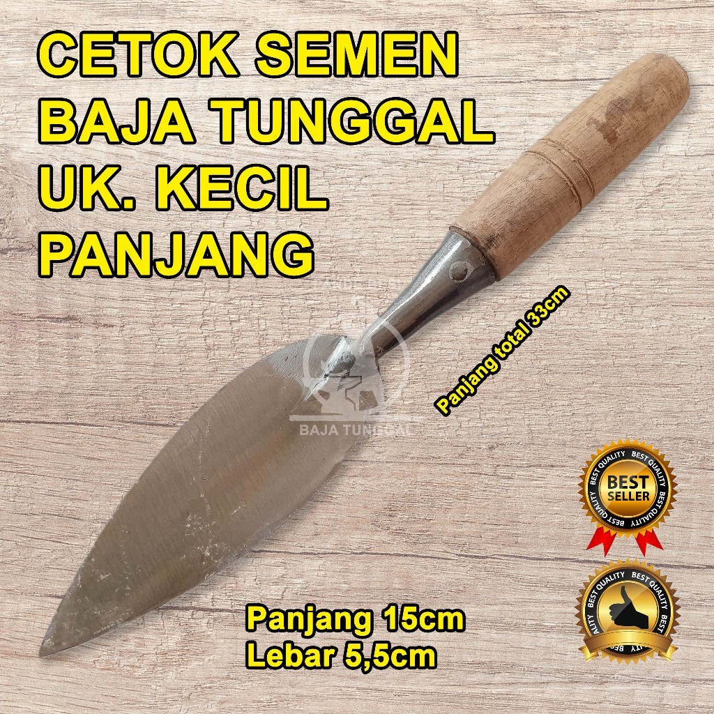 Cetok Semen BAJA TUNGGAL Kecil Panjang / Sendok Semen Baja Asli