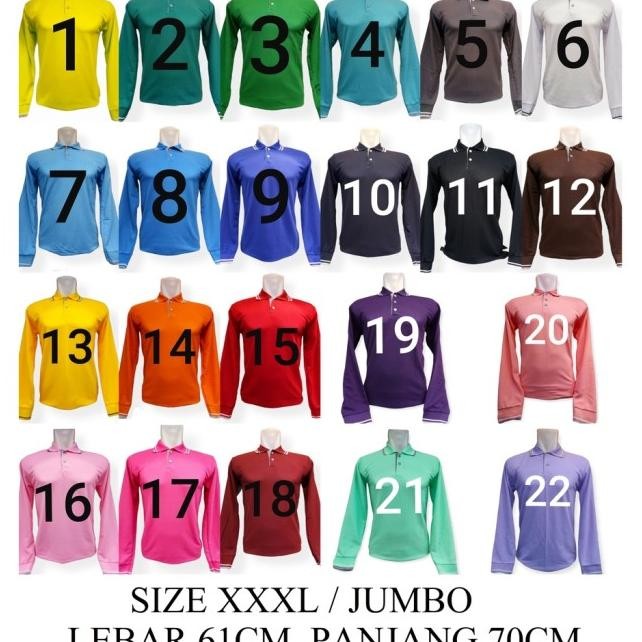 Kaos Kerah Polo Shirt Kerah Lis Lengan Panjang Size Xxxl / Jumbo
