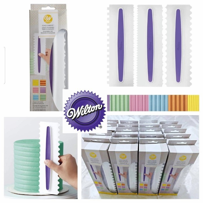 Produk Ready 3 buah comb scraper dekorasi kue tart ukuran besar / spatula kue