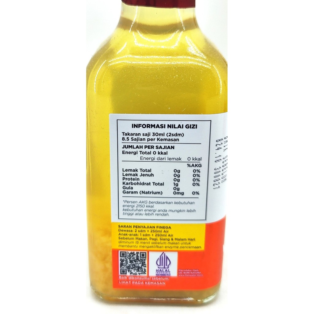 

Manado Finega Apple Vinegar 250 Ml & 500 Ml With Mother Botol Kaca - Cuka Apel -