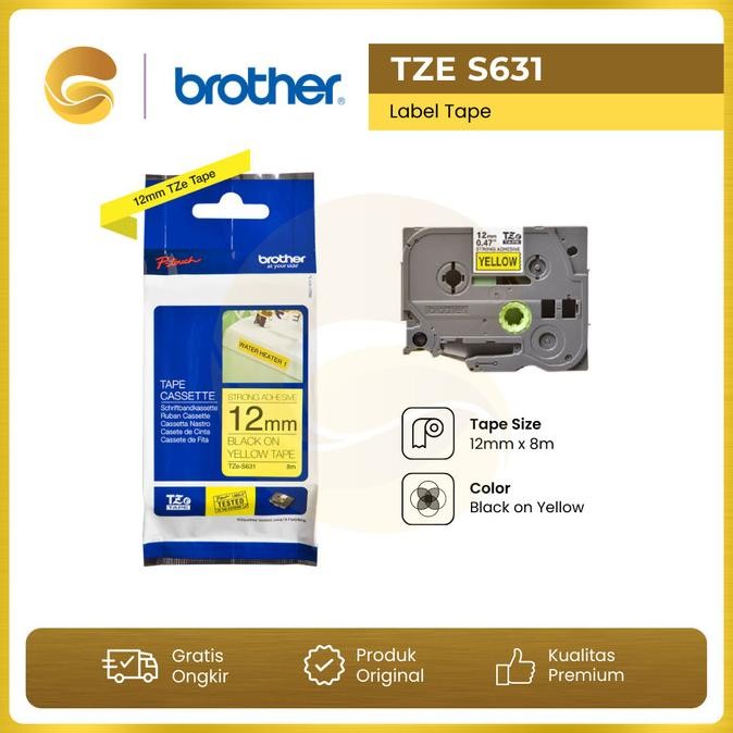 

Sale Brother Label Tape Tze S631 Strong Adhessive 12Mm Black On Yellow