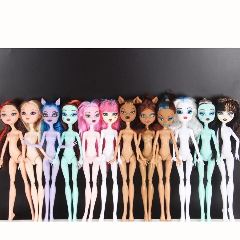monstering high doll body colorful hair skin doll heads joints movable 23cm slim doll body kids diy 