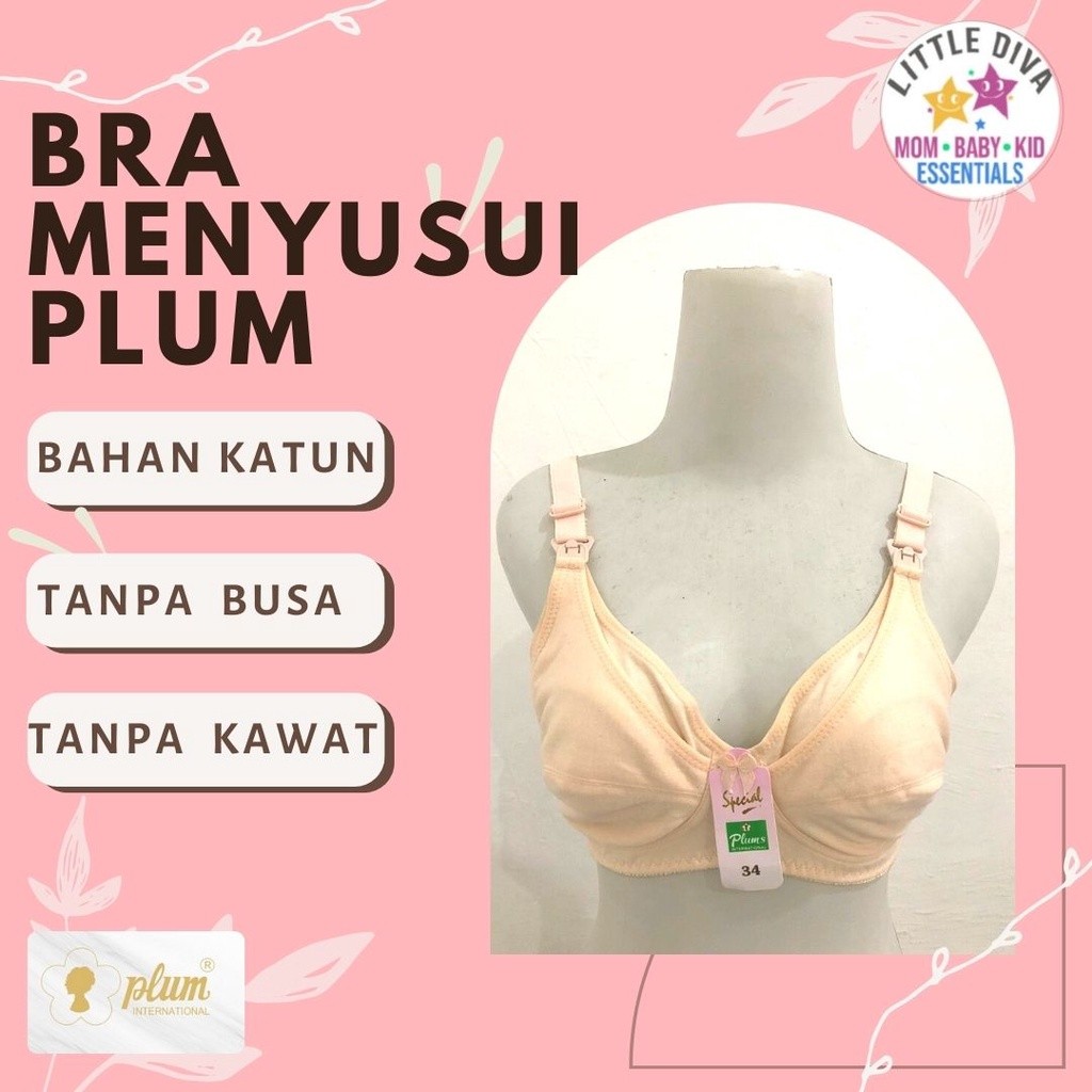 Bra Menyusui PLUMS Bahan Katun bh MENYUSUI 32 34 36 38 Cotton polos katun krem Plum ukuran besar