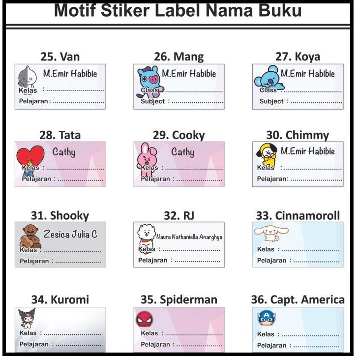 

BEST DEAL STIKER NAMA BUKU SEKOLAH KELAS PELAJARAN ANAK SD SMP TSUM SUPERHERO !!!!!!