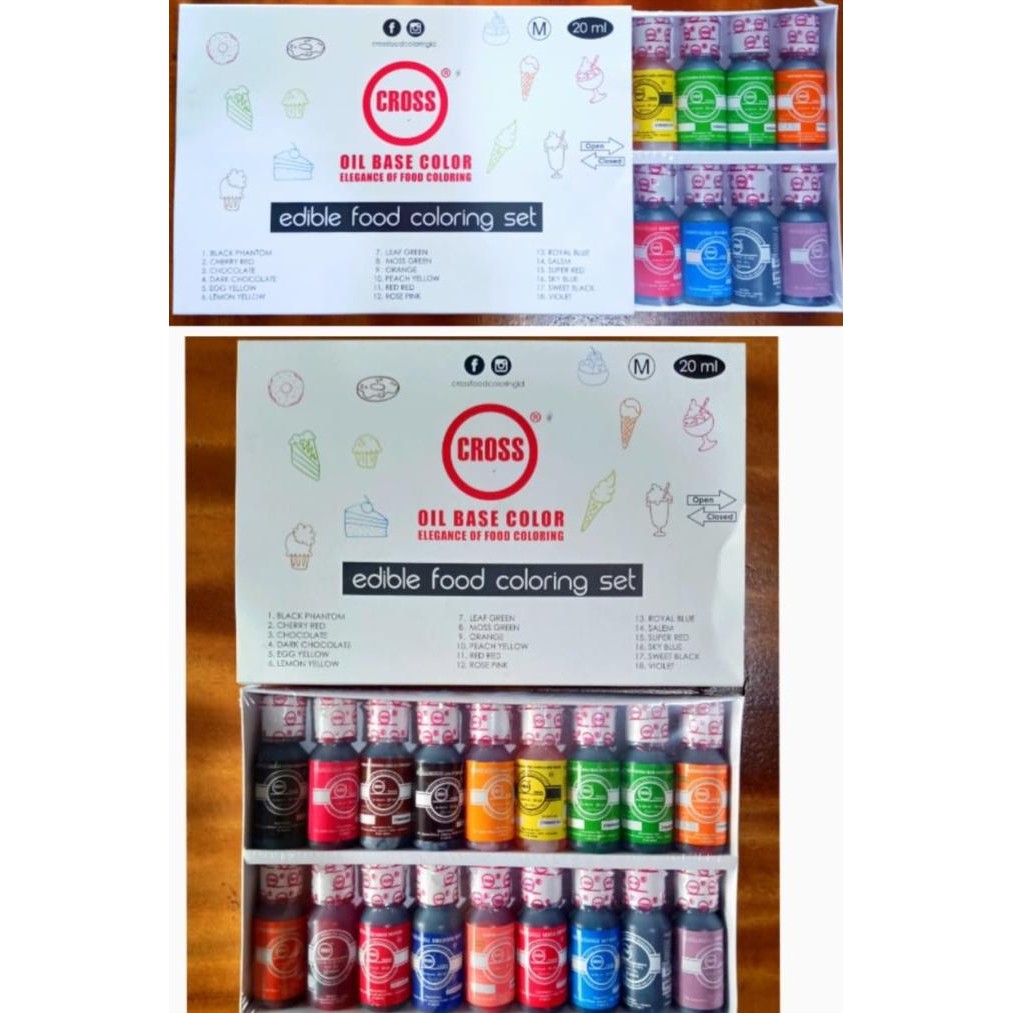 

CROSS Food Coloring Set (18 warna 20ml) Pewarna Makanan Oil Based Cair KGS