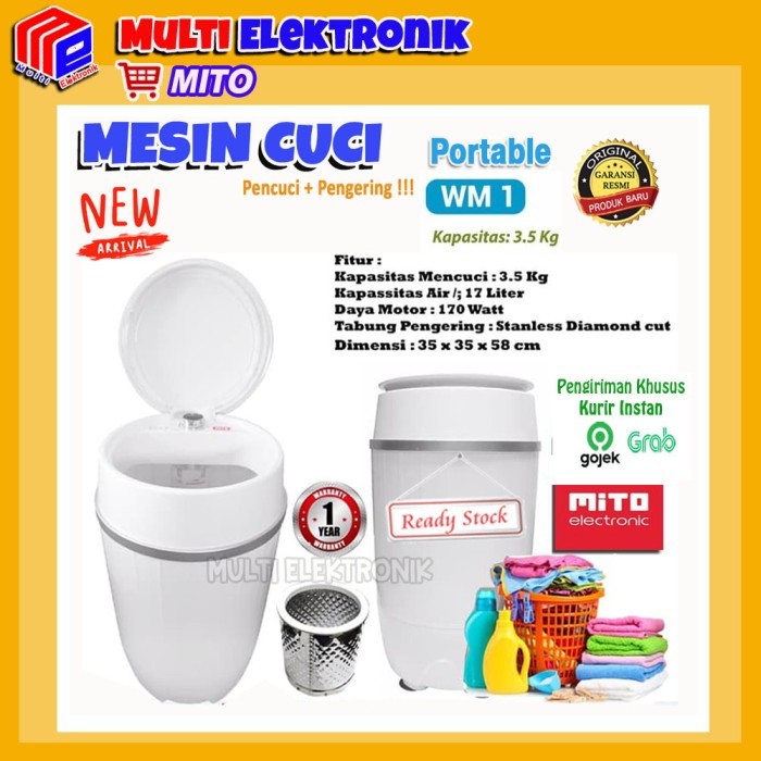 MESIN CUCI PORTABLE MITO WM1 - MESIN CUCI MINI PORTABLE 3,5 KG