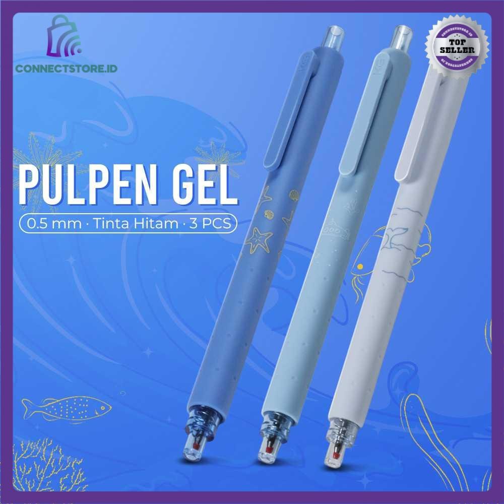 

Pena Pulpen Gel Marine Pen 0.5Mm Tinta Hitam 3 Pcs K1028 Blue