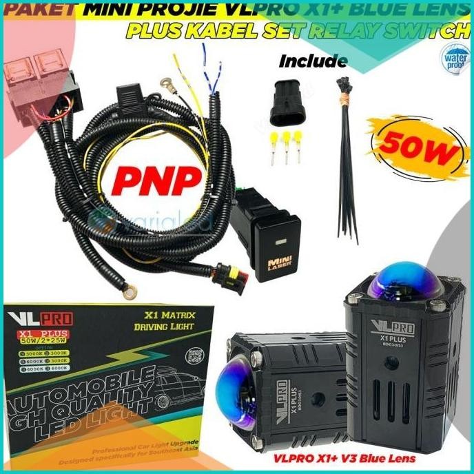 Paket Kabel Set Mini Projie VLPRO X1 V3 Putih Kuning Laser 12V Hi-Low