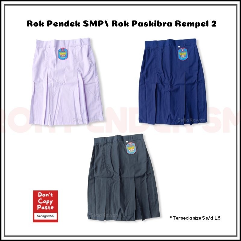 Rok pendek SMP Span 2 Putih Biru Hitam / Rok Span pendek SMP/ Rok Paskibra SMP