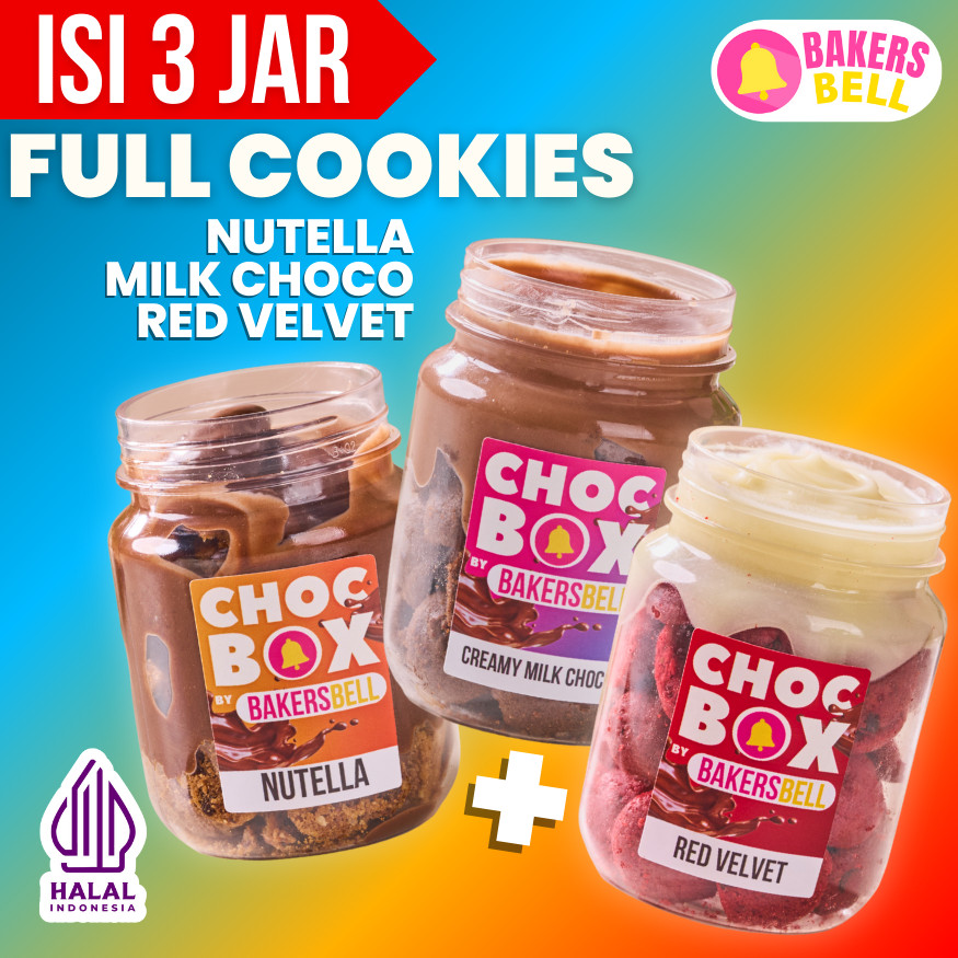 

[PAKET ISI 3] ChocBox Jar FULL COOKIES Bakersbell (Nutella + Creamy Milk Choco + Red Velvet White Chocolate)