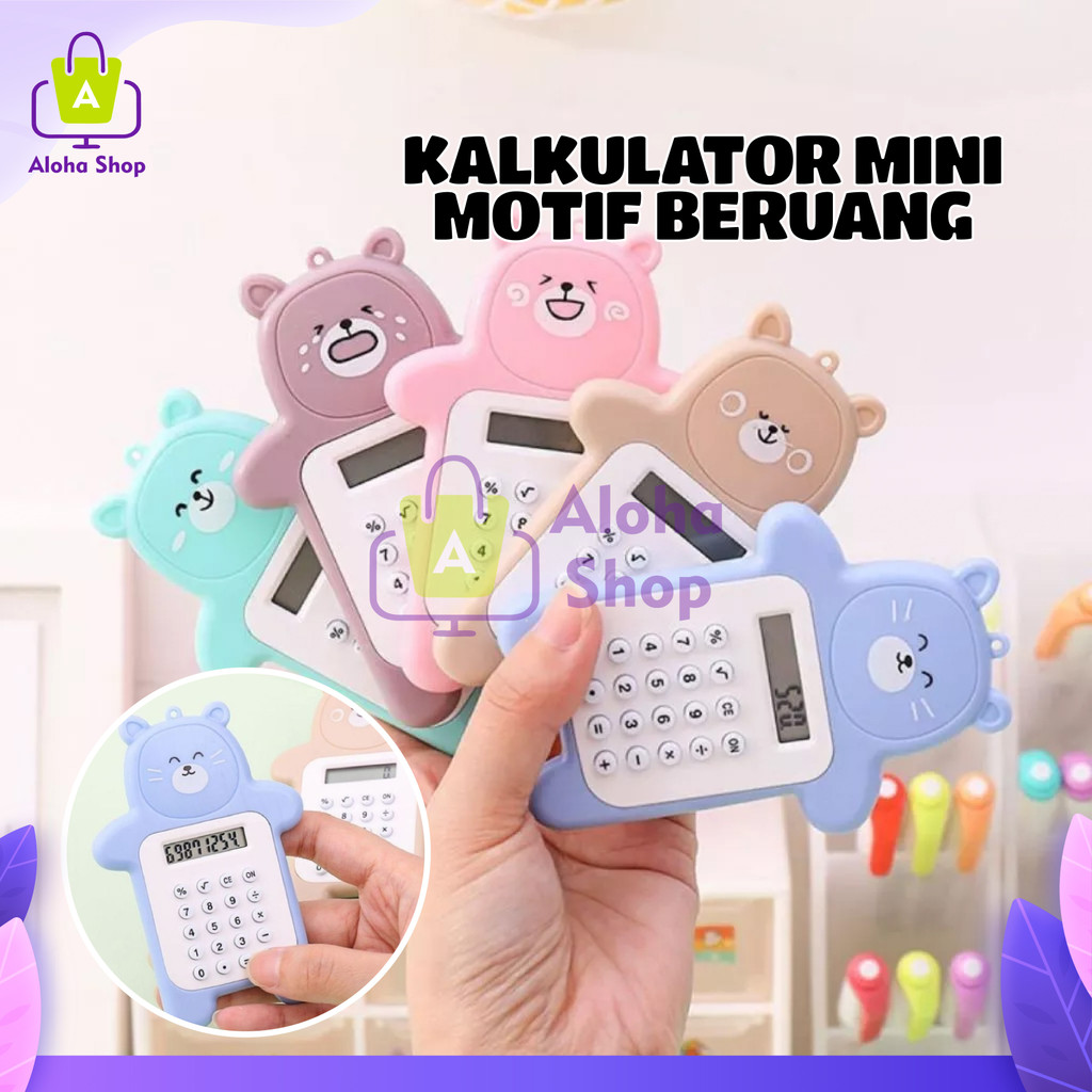 

AS Kalkulator Mini Portable Motif Bear Calculator 8 Digit Bentuk Beruang Tombol Karet