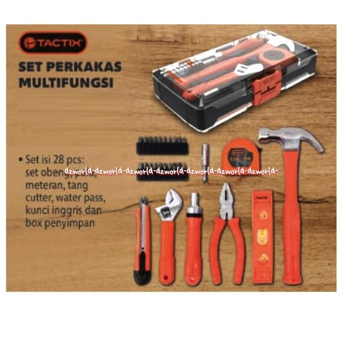 

Tactix Set Perkakas Multifungsi 28pcs Obeng Tang Pisau Meteran 1set