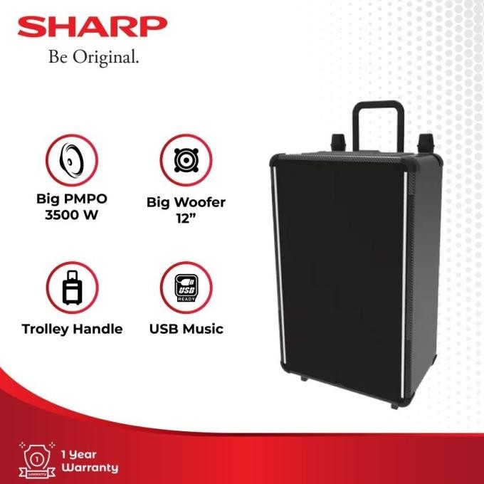 Sharp CBOX-TRB12CBL Active Speaker Trolley 12 Inch CBOX-TRB12CBL Battery