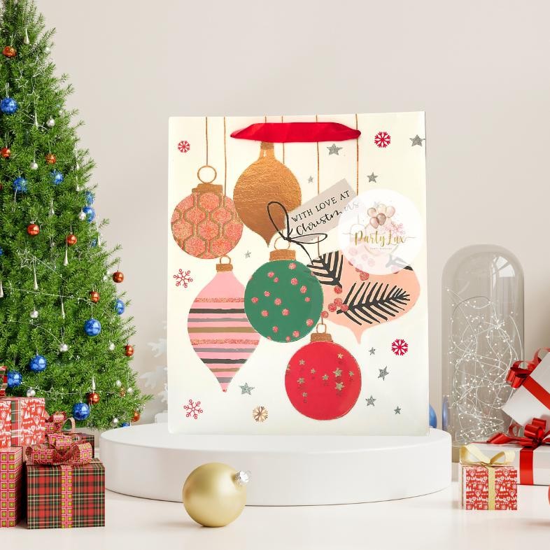 

Paper Bag Natal Glitter Motif Happy Christmas / Christmas Goodie Bag