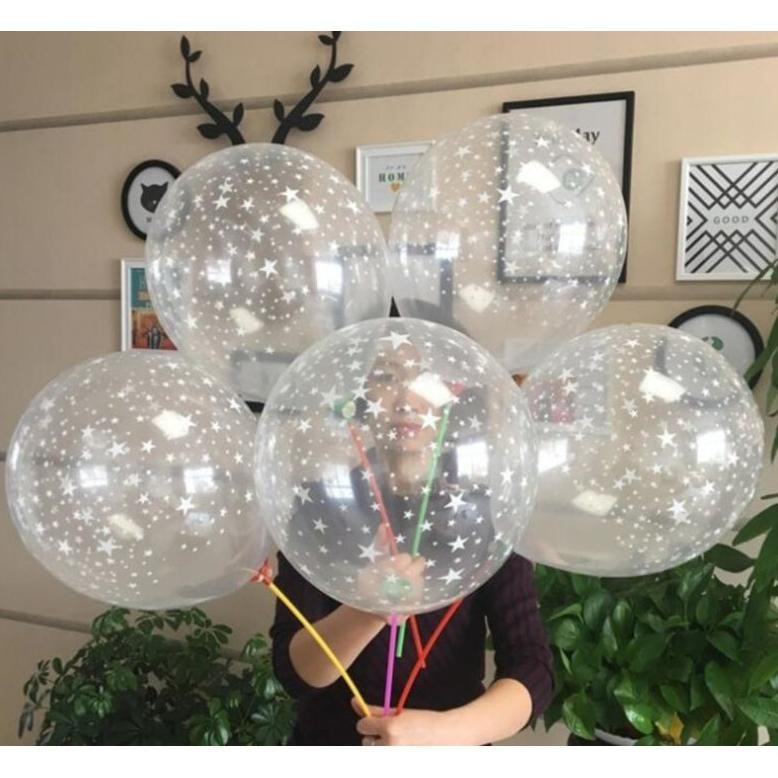 BALON LATEX BINTANG TRANSPARAN ECER / BALON LATEX TRANSPARAN BINTANG ECER / BALON BINTANG / BALON TR