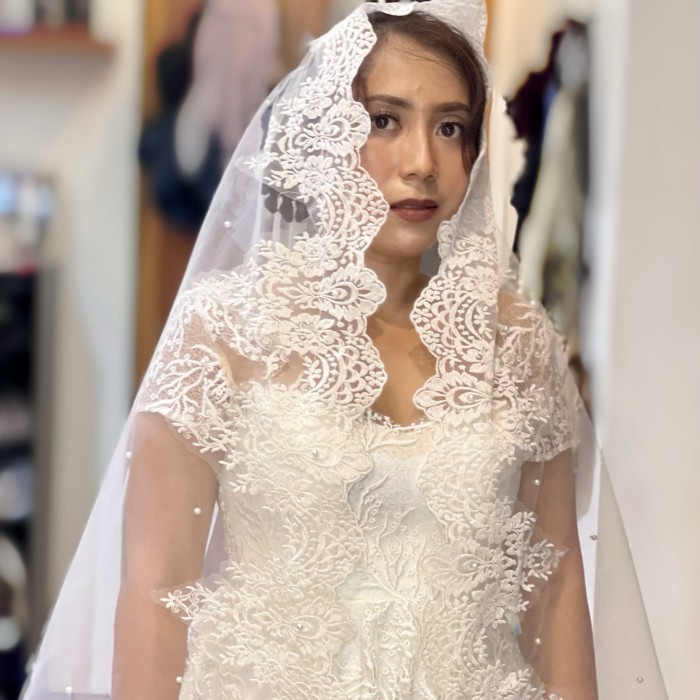 Sarkara Kerudung Pengantin untuk hijab putih mutiara