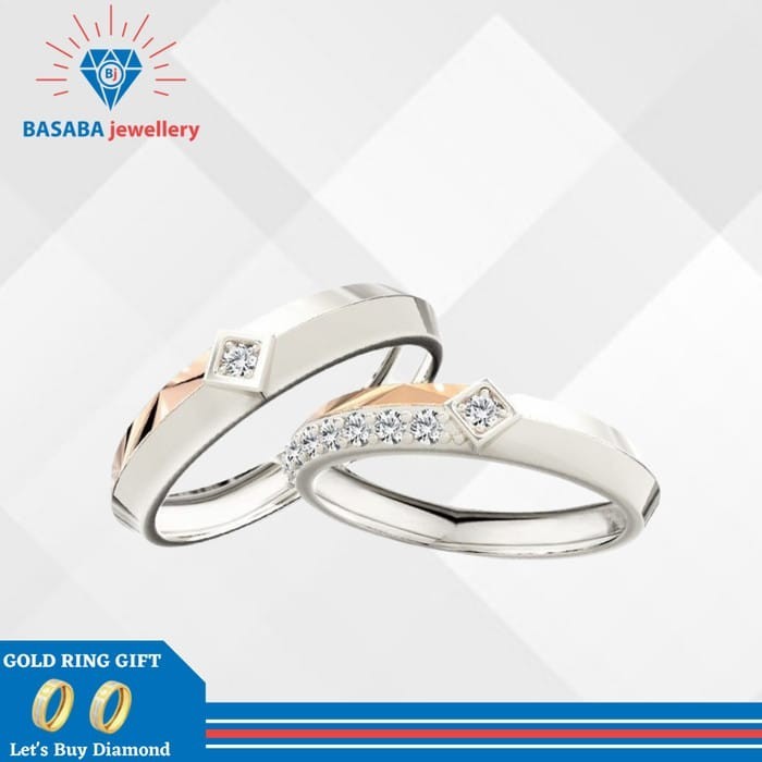 Cincin berlian Couple -Cincin wedding Asli - Emas Asli 18K