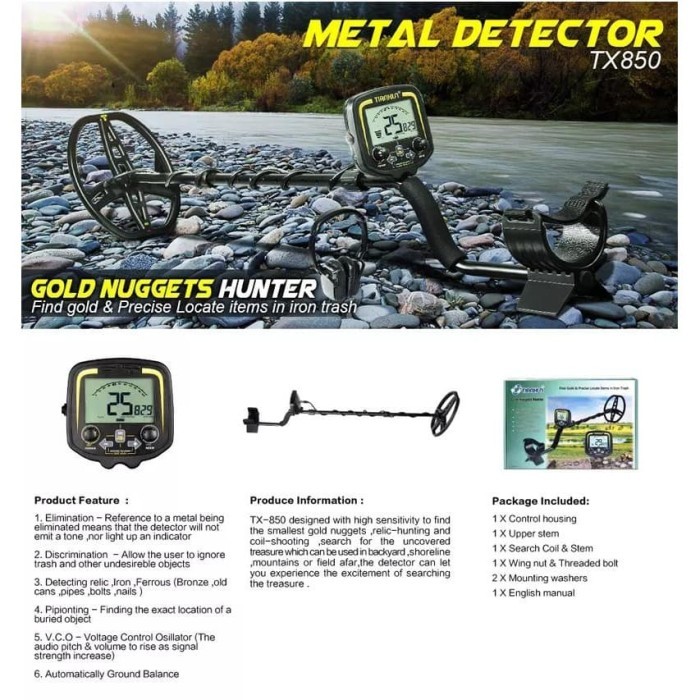 TERBARUUU TX850 PROFESIONAL METAL DETECTOR UNDERGROUND ALAT PENCARI EMAS TX-850