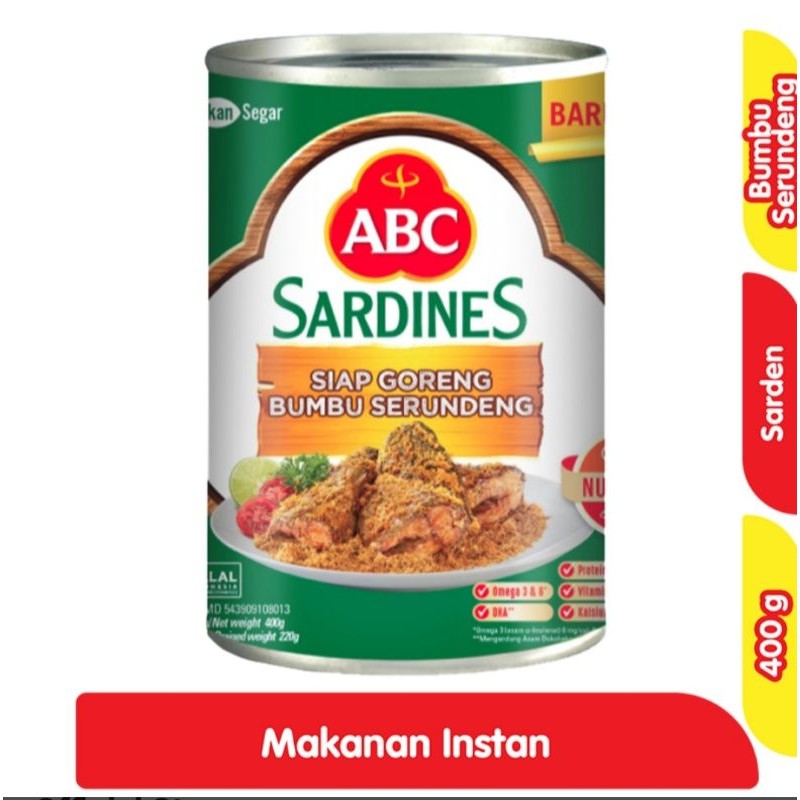 

ABC Sardines Siap Goreng Bumbu Serundeng 400g GRATIS ONGKIR!!
